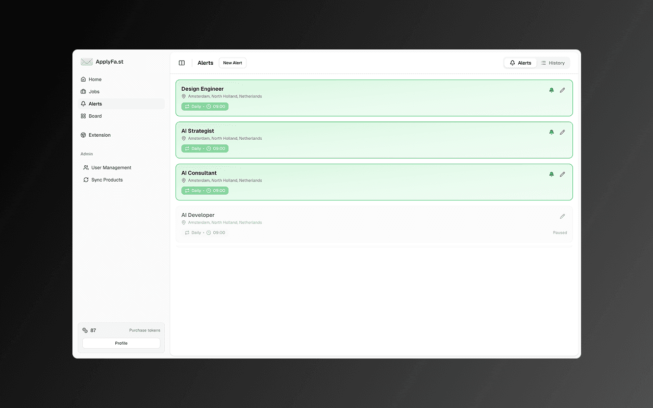 ApplyFast Dashboard Preview 2